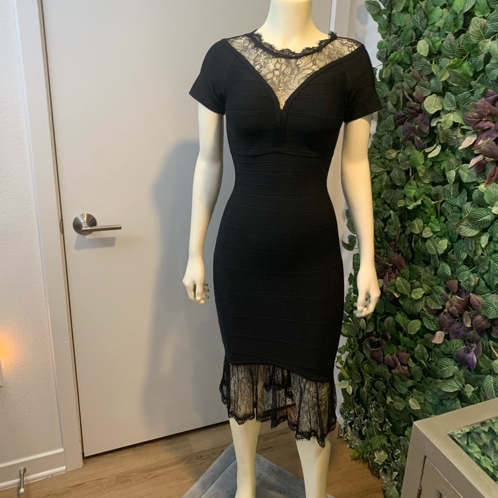 Black lace formal dress